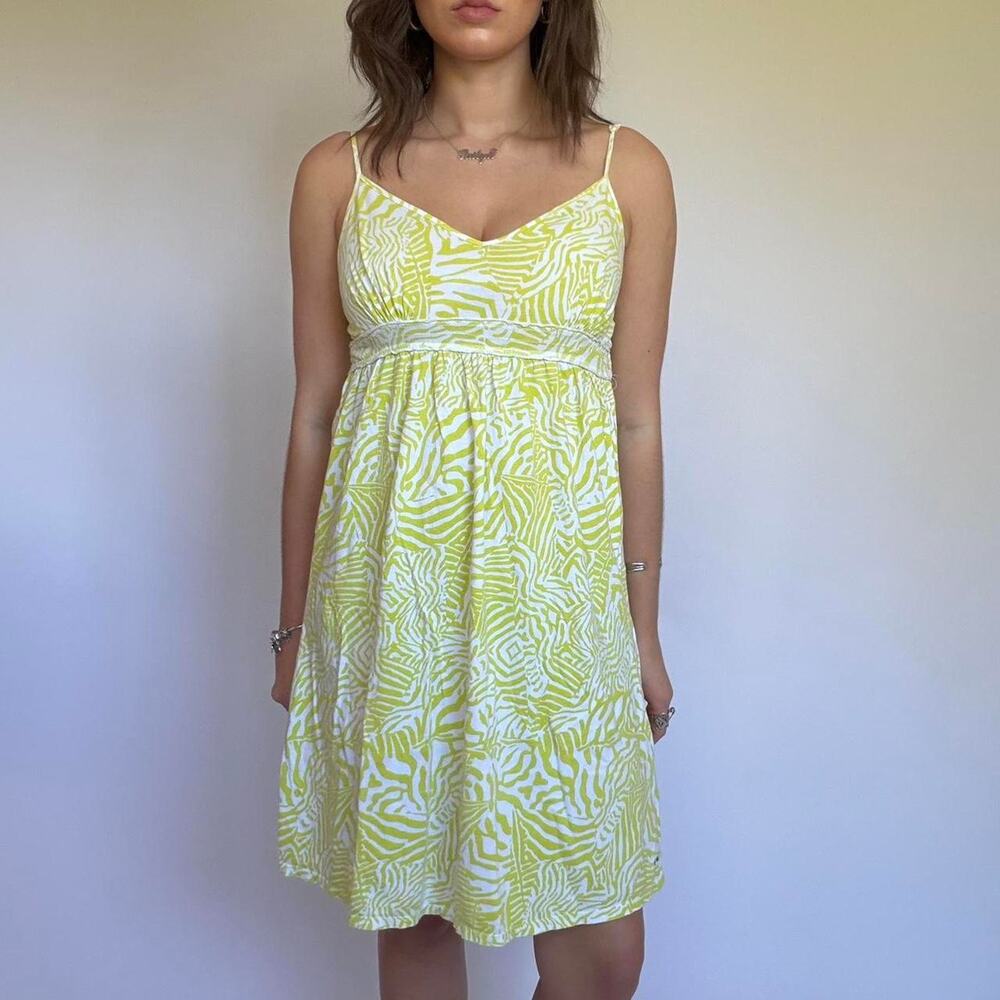 Vintage O’Neill White & Yellow Zebra Print Babydoll Dress